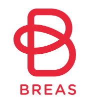 Czerwone logo z literą B i napisem „BREAS” poniżej.